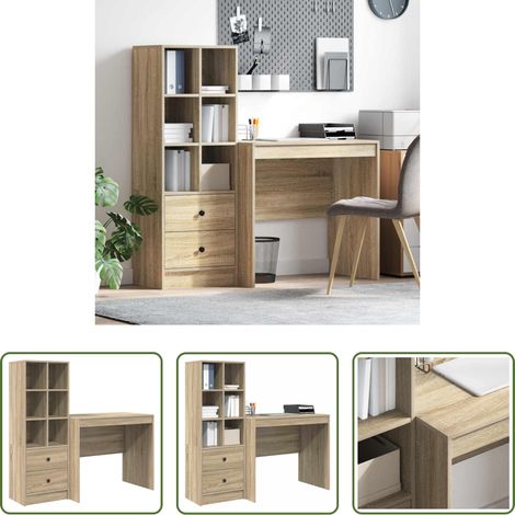 Bureau moderne - Bureau avec tiroir 2 pcs Chêne Sonoma (1/5)