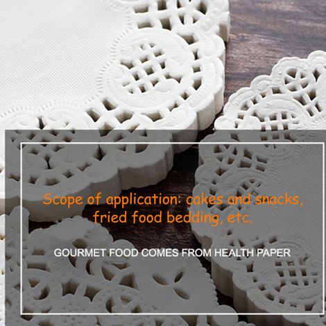 Papier rond à bordure dentelée et à motif floral, papier absorbant l'huile, papier cuisson, tapis absorbant l'huile pour aliments frits, papier à pizza, 150 feuilles de papier absorbant l'huile. (1/5)