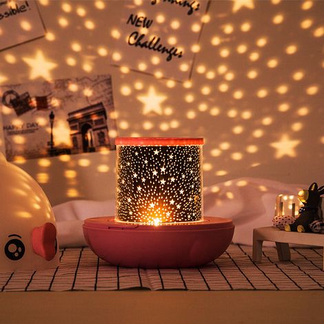 Veilleuse pour enfants, projecteur de lumière galaxie pour chambre, décoration d'étoiles au plafond, projecteur de nébuleuse rotatif à 360 °, rose (1/5)
