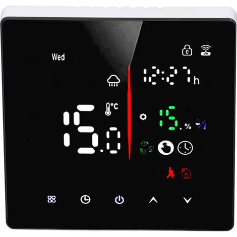 Thermostat intelligent WiFi avec application, écran tactile, programmation horaire, compatible TUYA, 90-240V pour maison connectée (1/5)