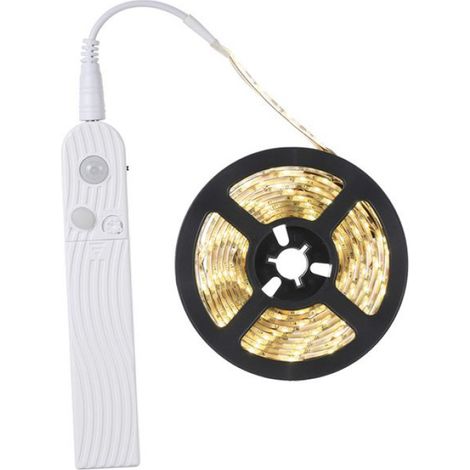 Ruban LED - - 2m - Détection Infrarouge - Alimentation USB/Piles - IP65 - Blanc Chaud