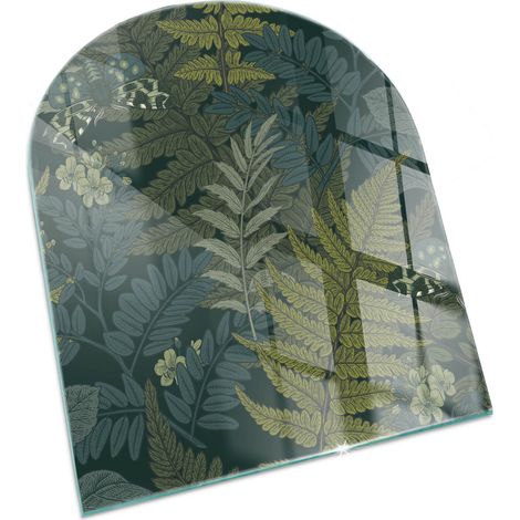 Piastra per Fondo Camino Eccellente Piastra Protezione da Scintille in Vetro di Sicurezza ESG Motivi floreali con farfalle 80x70 cm (1/5)