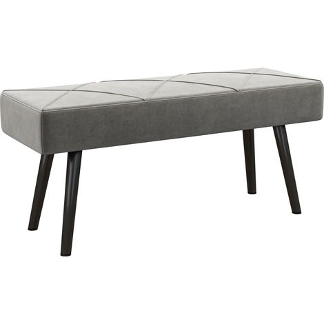 Banc rembourré en velours gris avec pieds en acier 100x36x45 cm pour chambre (1/5)