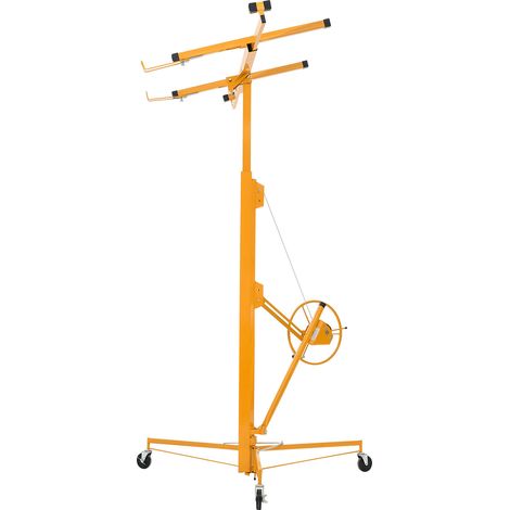 Mophorn Elevador de Placas de Yeso con Brazo Telescópico Ajustable 1245–2921 mm, Capacidad de Carga de 68 kg, Altura Máxima de 4877 mm, Dimensiones de 1530 x 1530 x 1940 mm, Color Amarillo