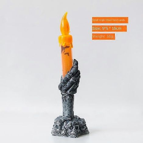Bougies LED d'Halloween colorées, bougeoirs, décoration de table, squelette et fantôme, 1 pièce, petite - orange (1/5)
