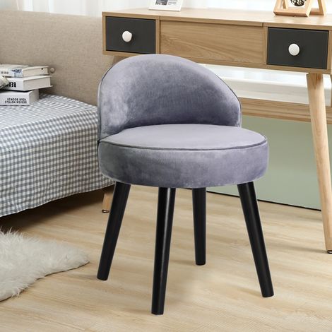Velvet Dressing Table Stool, Light Grey