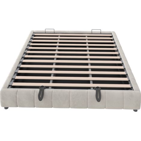 Polsterbett 180 x 200 cm Beige ohne Kopfteil, LED weiß, 300 kg (1/5)