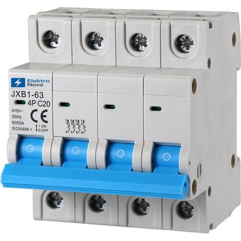 Interrupteur magnétothermique triphasé 4P 20A C20 6KA 4 modules DIN 380V