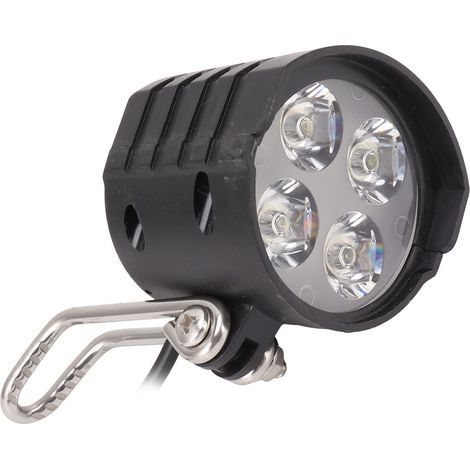 Phare LED haute luminosité 12W pour vélos électriques avec klaxon intégré, compatible avec 36V, 48V, 52V et 60V.