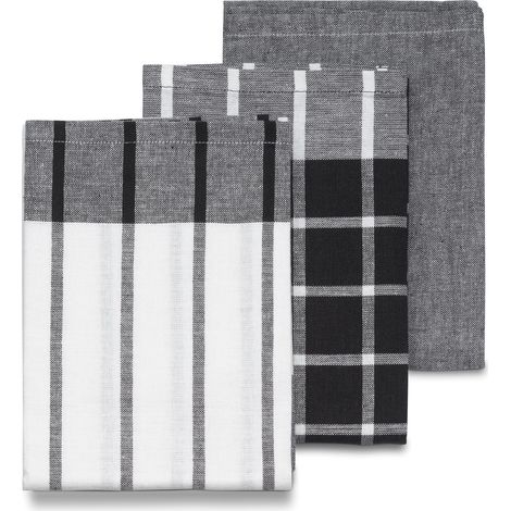 Strofinacci, 65x45 cm, bianco e nero, 3 pezzi / Kela