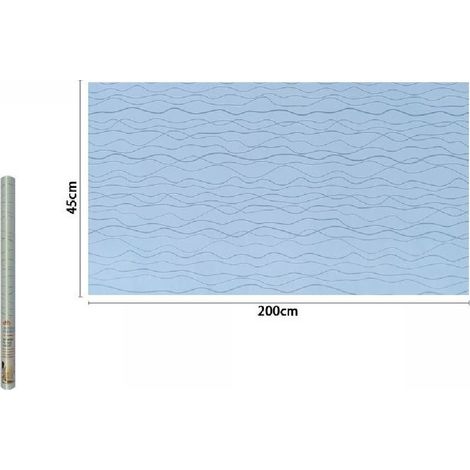 TrAdE Shop Traesio - Rotolo Pellicola Adesiva In Pvc Onde Azzurro 45cmx2mt Mobili Cassetti Casa 71224 -