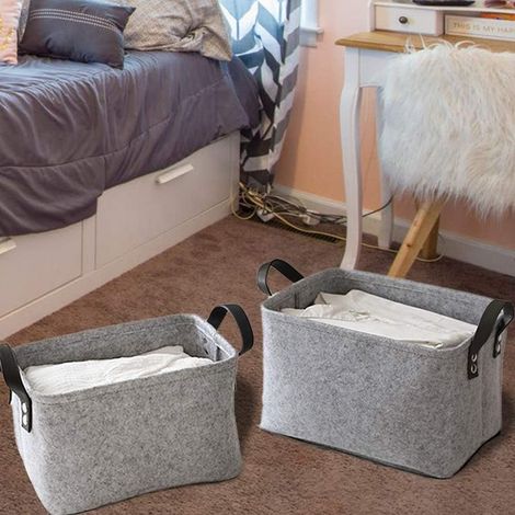 Sac de rangement en feutre , panier à linge, panier de rangement, panier en feutre avec poignée, organisateur d'armoire, Boîte de rangement pour vêtements, serviettes, linge de lit, jouets-1 article-F (1/3)