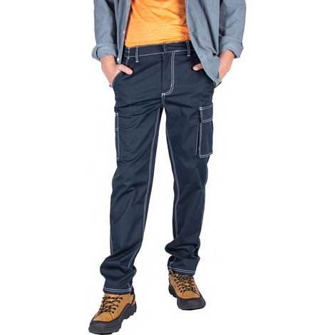Pantaloni da lavoro da uomo FIRI Pantaloni da lavoro elasticizzati slim da uomo XXL Blu navy 54