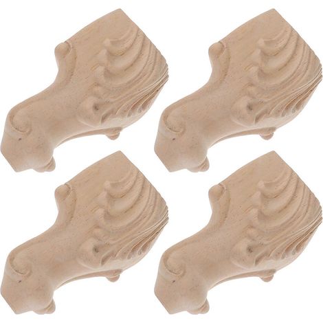 Ensemble de quatre pieds de meubles en bois sculpté, non peints, convenant au remplacement des pieds en bois de canapés, chaises, tables basses, armoires et autres meubles. (1/5)