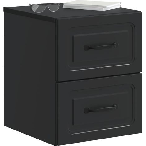 Maison Exclusive - Mobiletto da notte a muro con cassetto Nero 34,5 x 33 x 40 cm