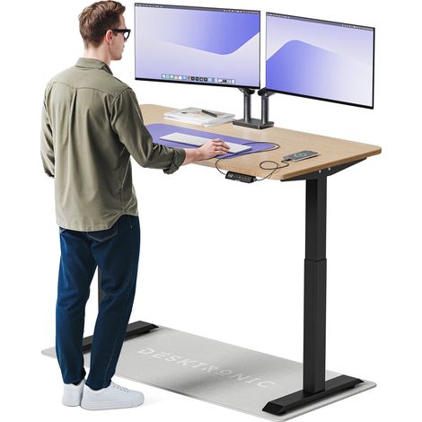 Desktronic Bureau assis debout HomeOne - 140x70cm - Bambou/Noir