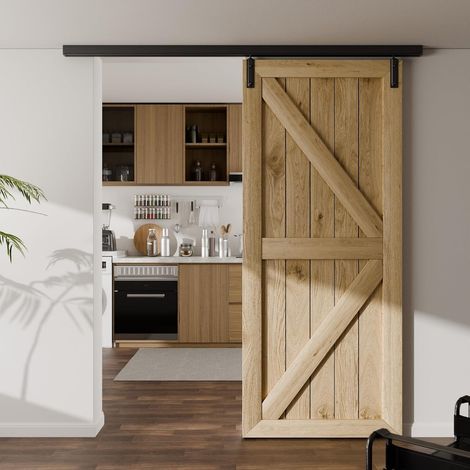 Ensemble complet de système de porte coulissante à montage au plafond 152 cm Ensemble de porte coulissante avec rail de guidage et accessoires de porte coulissante