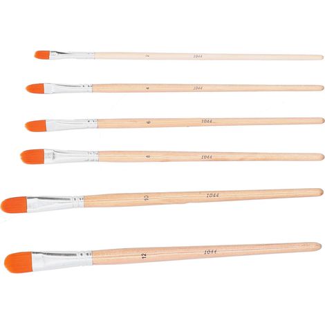 Ensemble de 6 pinceaux pour peinture à l'huile, poils en nylon, manche en bois, pinceaux pour acrylique et aquarelle. 6 pinceaux à tête ronde. (1/5)