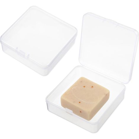 Lot de 2 porte-savon de voyage carrés anti-fuite pour salle de bain, douche, maison, extérieur, randonnée, camping, gym, fitness (1/5)