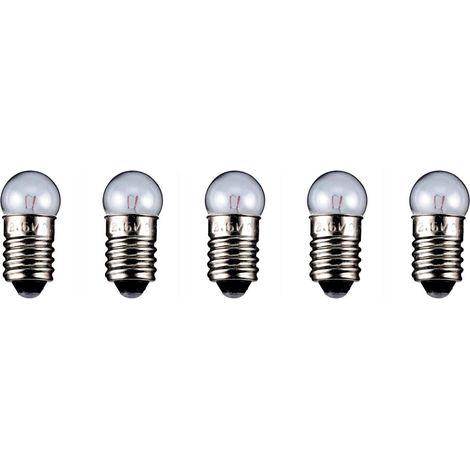 Ampoule Globulaire - Lot de 5 - Culot E10 - 6 Volts 0,6 Watt - Pour Éclairage Décoratif - H24 mm (1/2)
