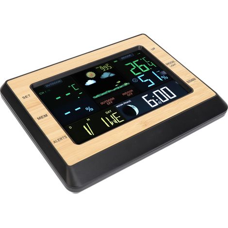 Station météorologique numérique à écran couleur, instrument de mesure de la température et de l'humidité, adaptée à une utilisation intérieure et extérieure. (1/5)