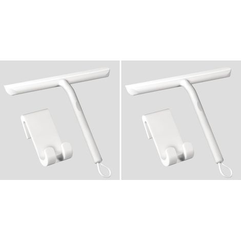 Vinabo Raclette de Douche - Nettoyage sans Traces pour Porte en Verre, Salle de Bain avec Support 21cm Blanc, Silicone pour Vitre de Voiture, Miroir (Lot de 2) (1/5)