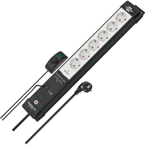 Brennenstuhl Steckdosenleiste Premium-Line Comfort Switch Plus 6-fach schwarz/lichtgrau 3m H05VV-F 3G1,5