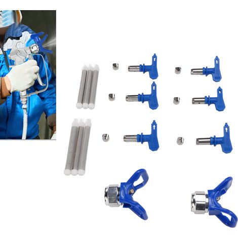 Kit de buses pour pistolet à peinture sans air pour peinture, peinture latex et revêtements (bleues, buses 211/315/417/517/515/523) + 2 porte-buses + 6 filtres (1/5)