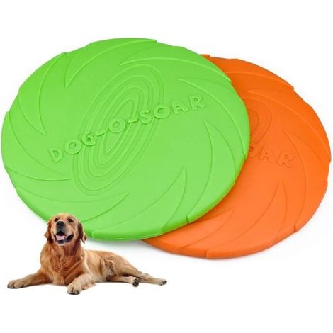 Un frisbee pour chien, en caoutchouc naturel, flottant, de 15 cm de diamètre, adapté aux chiens de taille moyenne, pour les jeux en extérieur et la natation. (1/4)