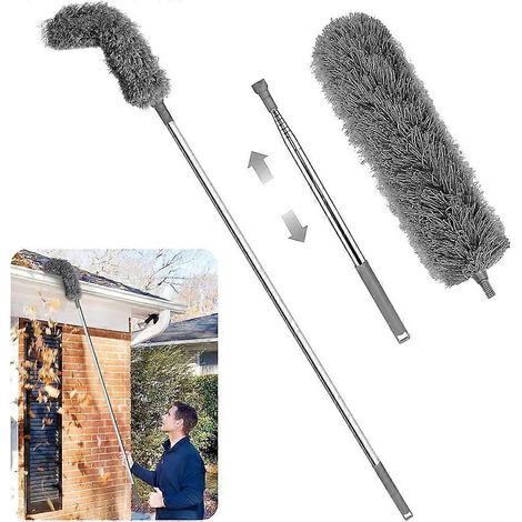 Outil de nettoyage de gouttières de toit à montage au sol - Enlève facilement les feuilles et les débris sous les gouttières. (1/5)