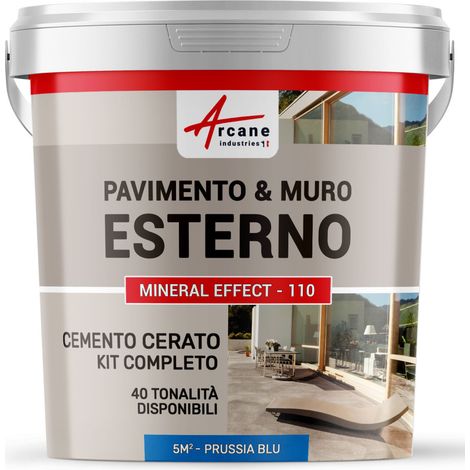 Microcemento per esterni: pavimenti, muri, terrazze, balconi, scale - 5 m² (in 2 strati) Blu di Prussia - ARCANE INDUSTRIES