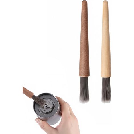 2 Pinceaux Nettoyage pour Machine à Café - Accessoires Barista avec Poils Souples, Brosse de Cuisine pour Portafiltre et Moulin à Café (1/5)