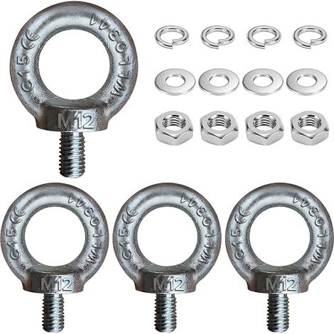 Boulons à Oeil M12 Anneau de Levage, Acier C15 M12 Boulons àœil Filetage Mâle pour Fixer des Suspendus Relier DIN 580 (1/5)