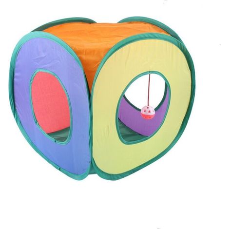 Tunnel pliable pour chat, jouet pour chat, tunnel pour chaton, boule à pompon, jouet interactif pour chat, allez tout droit