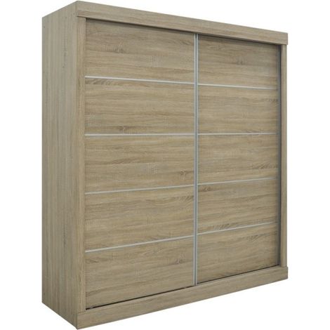Kleiderschrank MILS, Schrank mit 2 schiebetüren in Sonoma-Eiche, ideal für ein Design-Schlafzimmer. (1/5)