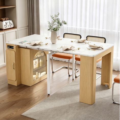 MEUBLIV isola da cucina con ruote allungabile naturale con prese LED e vano contenitore (1/5)