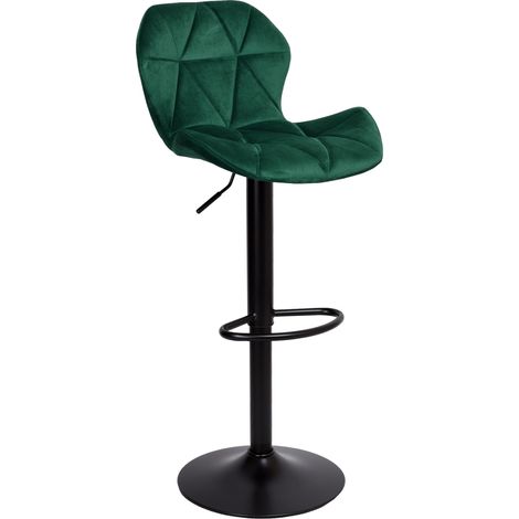 Sgabello da bar Gordon Black, in velluto verde scuro (1/5)