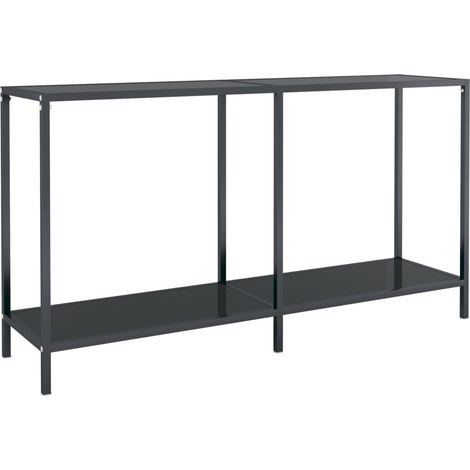 Table console tabl e d'appoint 140 x 35 x 75,5 cm verre trempé et acier noir DEC032110