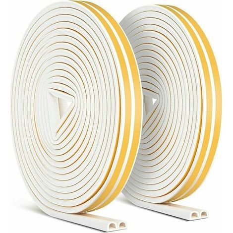 Packung mit 2 x 20 m Dichtungsstreifen, Miciler selbstklebende Antikollisions-Türdichtung, DProfi Tür- und Fensterdichtung für Wetterschutz/Schalldämmung 9 mm x 6 mm (weiß) (1/5)