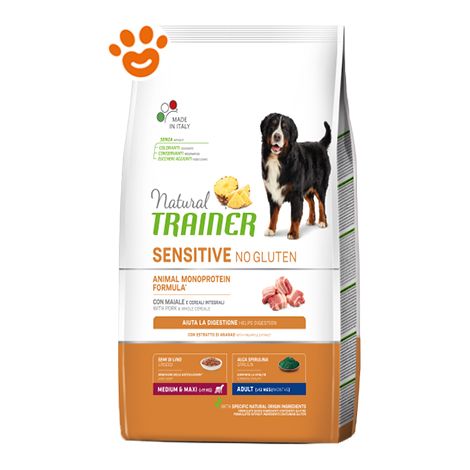 Trainer Natural Dog Sensitive No Gluten Adult Medium Maxi Maiale - Trainer Natural Dog Sensitive No Gluten Adult Medium Maxi Maiale - Sacco Da 3 Kg