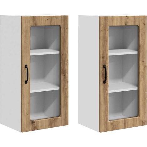 Maison Exclusive - Mobile in vetro da parete LUCCA 2 pz Rovere Artigianale (1/5)