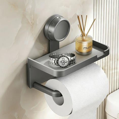 Porte-papier toilette mural multifonctionnel à ventouse, réutilisable et sans perçage. (1/5)