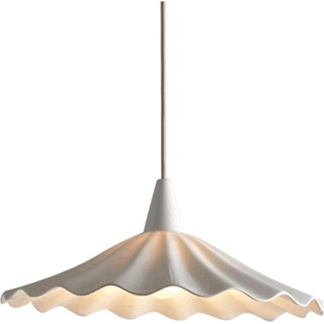 Lampe pendante en céramique plissée de style japonais E27 1 lumière Lampe pendante moderne minimaliste pour allée de porche Lampe pendante rétro blanche Petite lampe pendante de plafond (1/5)