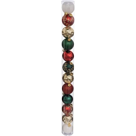 Déco de sapin Lot de 12 Boules de Noël D 6 cm - Vert Rouge et Or - Feeric Christmas