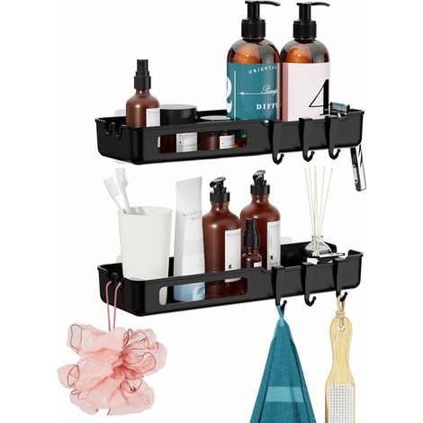 Bathroom Shelf Without Drilling, Rustproof Shower Shelf, Two Shower Holder Without Drilling, For Soap Holder Shaver Holder Bathroom Accessory (1/5)