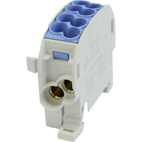 HoraeTec 080110-1-3 Terminale ramo principale PA, Ottone Grigio (RAL 7035), Blu luminescente (RAL 5012) 1 polo 100 A 69
