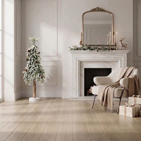 Alberello di pino natalizio innevato con glitter, decorazione da interno -h 60 cm (1/5)
