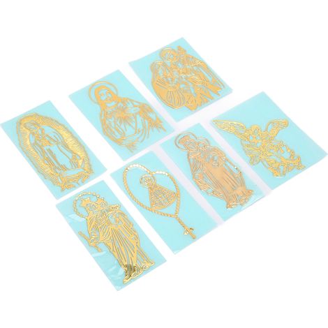 Lot de 7 autocollants chrétiens dorés métallisés, autocollants 3D pour personnaliser votre coque de téléphone, albums de scrapbooking et agendas. (1/5)
