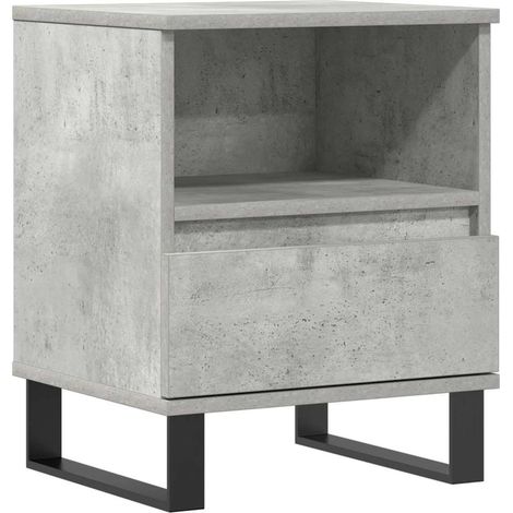 Mesita de noche con cajón y compartimento abierto 40 x 35 x 50 cm madera contrachapada gris DEC034004