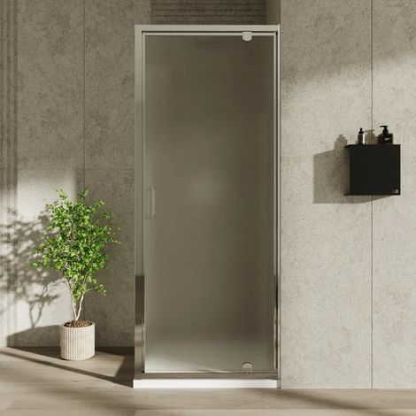 Cabine de douche 70x90 cm avec ouverture battante et paroi fixe en verre imprimé 6 mm profilés chromés h185 Tonga (1/4)